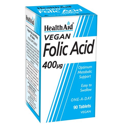 Health Aid Folic Acid 400μg Фолиевата киселина 90 таблетки