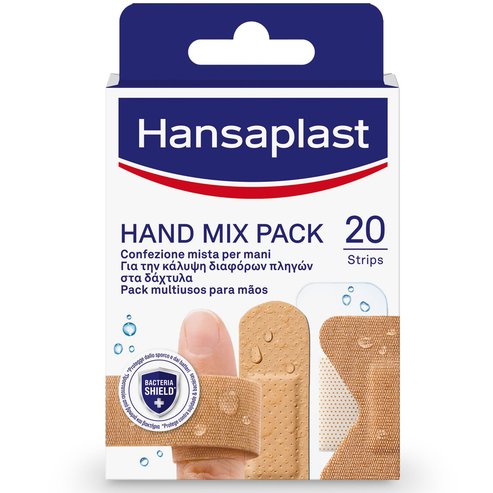 Hansaplast Hand Mix Pack Еластични подложки за пръсти в 5 различни форми, 20 броя