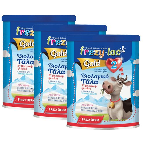Frezyderm Frezylac Комплект Gold 2 Органично краве мляко 2-ра бебешка възраст от 6 до 12 месеца 3x400gr