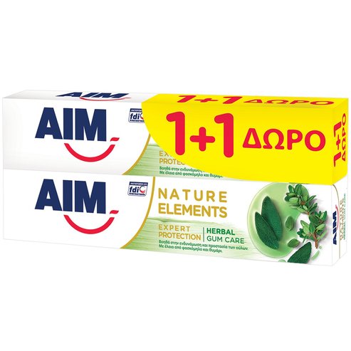 Aim PROMO PACK Nature Elements Herbal Паста за зъби 75мл 1+1 Подарък