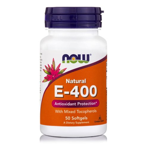Now Foods E 400 IU Mixed Tocopherols / Unesterified Хранителна добавка с витамини Ε 50 softgels