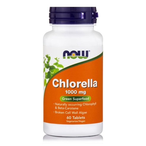 Now Foods Chlorella 1000mg Vegeterian Хранителна добавка с детоксикиращи свойства за поддържане на здраво тяло 60 Tabs