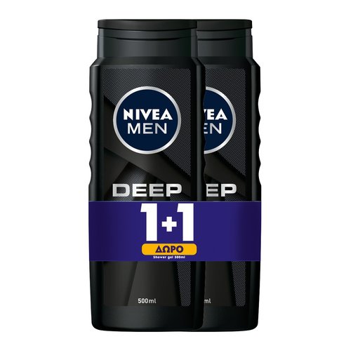 Nivea Men PROMO PACK Deep Clean Shower Gel 2x500ml 1+1 ПОДАРЪК