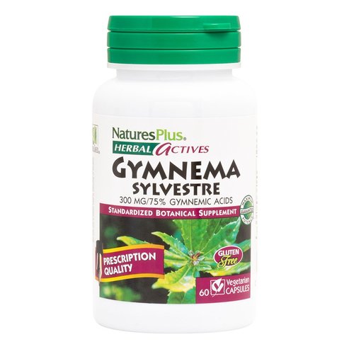 Natures Plus Gymnema Sylvestre 300mg Хранителна добавка от завода Gymnema за контрол на захарта, 60 vcaps