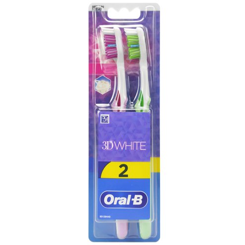 Oral-B 3D White Duo Medium Toothbrush 2 Парчета - Лила / светло зелено