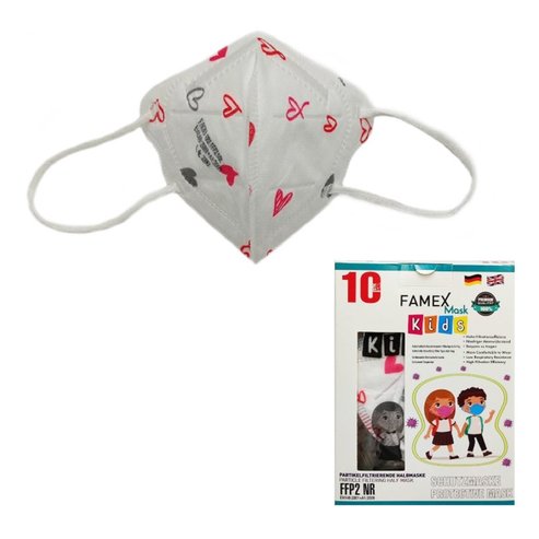 Famex Mask Kids Детски защитни маски за еднократна употреба FFP2 NR Heart 10 броя