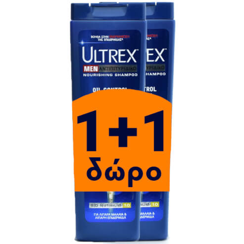 Ultrex Промо пакет Men Shampoo Oil Control Refresh Shampoo Шампоан против пърхот за мазна коса и мазен скалп 2x360ml Подарък 1+1