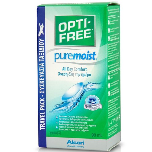 Alcon Opti-Free Pure Moist Течен разтвор за лещи -туристически пакет  Travel Pack 90ml