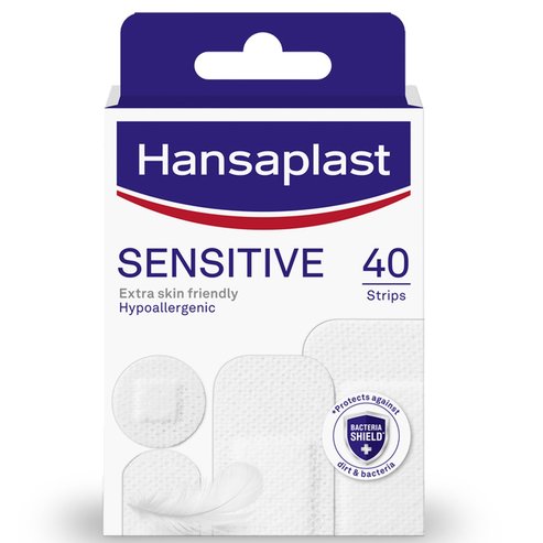 Hansaplast Sensitive Хипоалергенни стикери в различни размери, много подходящи за кожата 40 Strips