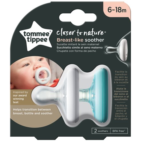 Tommee Tippee Closer to Nature Breast-like Naturally Orthodontic Soother 6-18m Код 43343005, 2 бр