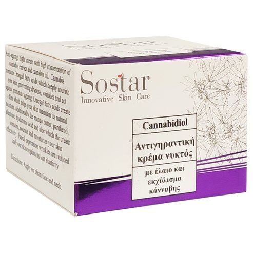 Sostar Cannabidiol Anti-Ageing Night Cream Нощен анти-ейдж крем с масло и екстракт от коноп 50ml