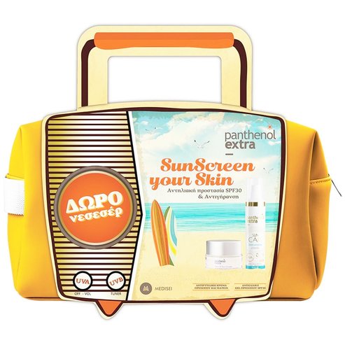 Medisei Panthenol Extra PROMO PACK SunScreen Your Skin Sun Care Diaphanous Face Gel Spf30, 50ml & Face-Eye Anti-Wrinkle Cream 50ml & Подаръчна торбичка