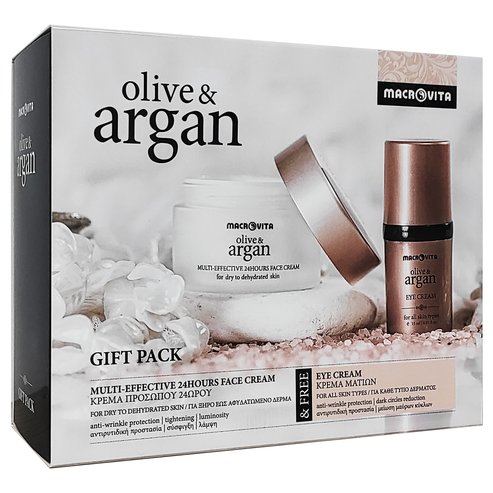 Macrovita Gift Pack Olive & Argan Multi-Effective 24Hours Face Cream Dry-Dehydrated 50ml & подарък Eye Cream 15ml