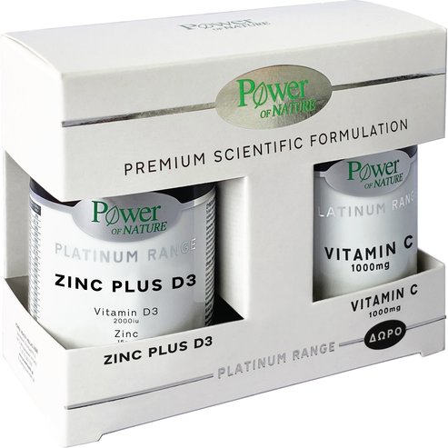 Power Health PROMO PACK Platinum Range Zinc Plus D3 30tabs & подарък Vitamin C 1000mg 20tabs