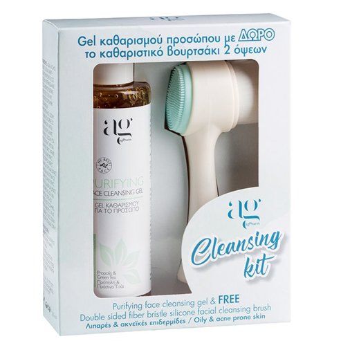 AgPharm Cleansing Kit Face Cleansing Gel 200ml & Подарък Double Sider Facial Cleansing Siel Brush 1 бр