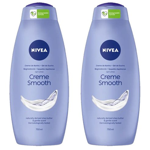Nivea PROMO PACK Cream Smooth Shower Cream 2x750ml 1+1 GIFT