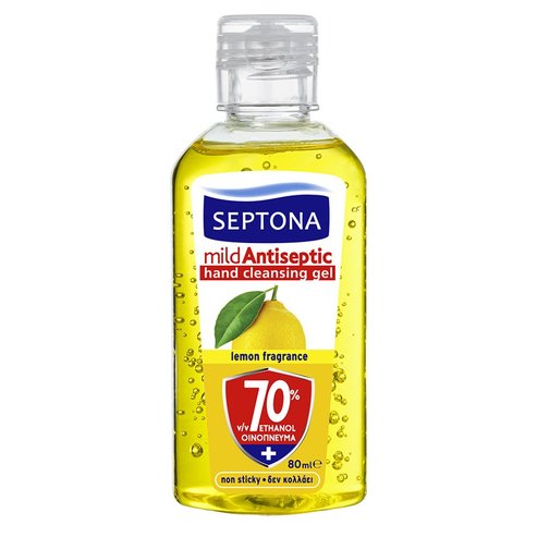 Septona Mild Antiseptic Hand Cleansing Lemon Gel Travel Size 80ml
