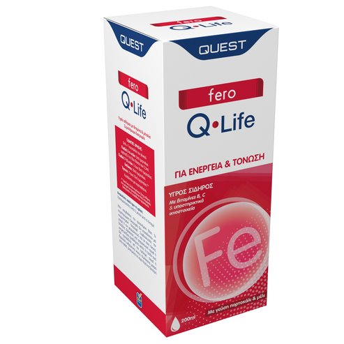 Quest Fero Q-Life Хранителна добавка с течно желязо за енергия и тонизиране на тялото, с вкус на портокал и мед  200ml
