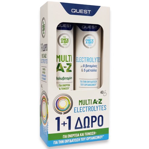 Quest PROMO PACK Electrolytes Lemon-Lime Once a Day 20Effer.tabs & Multi A-Z Multivitamin 20eff.tabs 1+1 Подарък