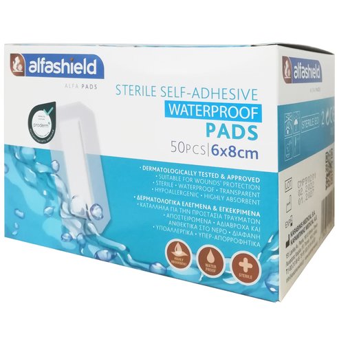 AlfaShield Sterile Self-Adhesive Waterproof Pads 50 бр - 6x8cm