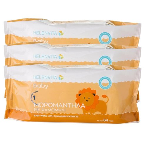 Helenvita PROMO PACK Baby Wipes with Chamomle Extract 192 Части (3x64 части)