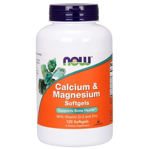 Now Foods Calcium & Magnesium,Vitamin D (+ Zinc) Хранителна добавка, балансирана комбинация от калций и магнезий 120softegels