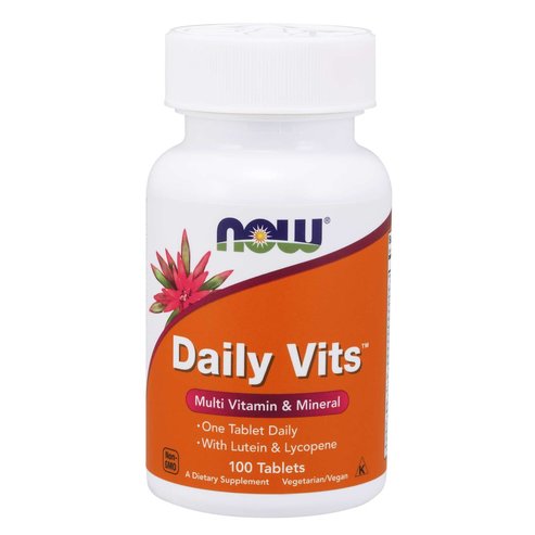 Now Foods Daily Vits Multi, Lycopene + Lutein (Vegan) Хранителна добавка, усъвършенстван мултивитамин с висока абсорбция 100tabs