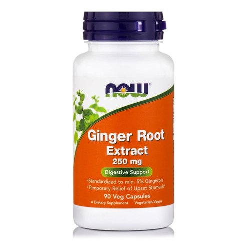 Now Foods Ginger Root Extract Облекчаване от гадене и временни стомашни разстройства 250mg 90caps