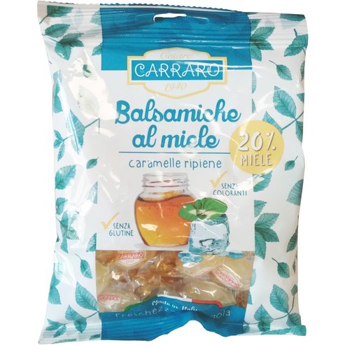 Carraro Caramelle Balsamiche al Miele Бонбони за гърло с мед и евкалипт 100gr