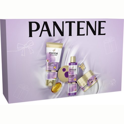 Pantene Promo Set Pro-V Miracles Purple Shampoo 225ml & Silky, Glowing Conditioner 200ml & Intense Hair Rescue Mask 160ml