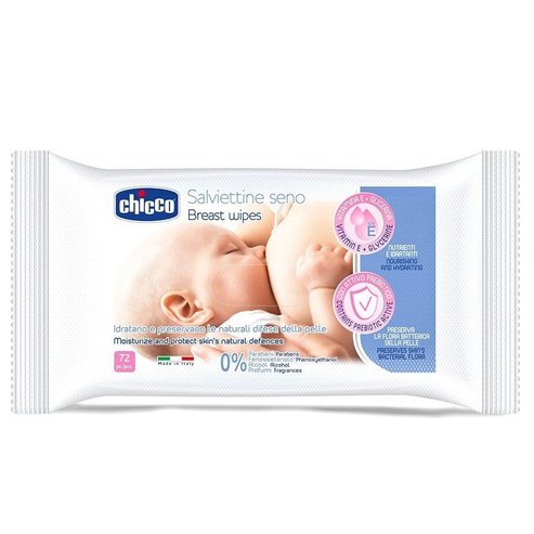 Chicco Breast Wipes Почистващи кърпички за кърмачки, 72 бр.