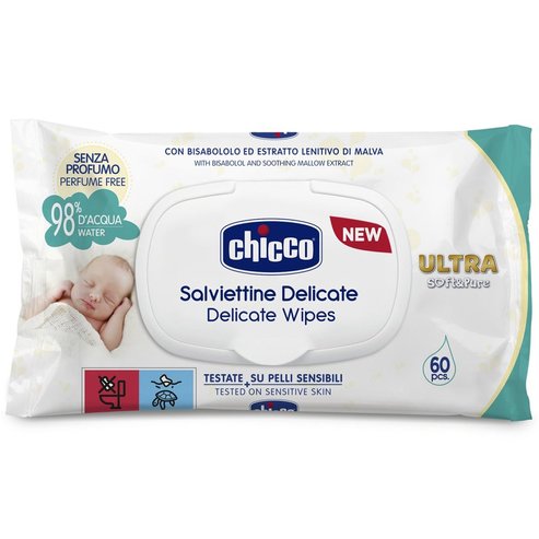 Chicco Ultra-Soft Бебешки кърпички с капачка 60 бр