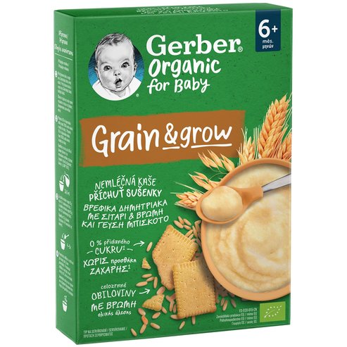 Gerber Organic Grain & Grow Infant Cereals with Wheat Oat & Biscuit Flavor 6m+, 200g