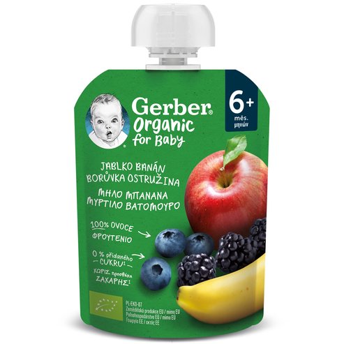 Gerber Organic Food Apple, Banana, Blueberry & Blackberry 6m+, 90g