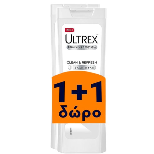 Ultrex Promo pack Clean & Refresh Шампоан против пърхот, обогатен с витамин В3, 2 х 360 мл 1 + 1 подарък