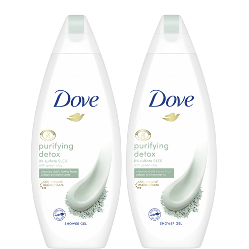 Dove Purifying Detox Green Clay за дълбоко почистване и подмладяване на кожата 1 + 1 подарък 2x500ml