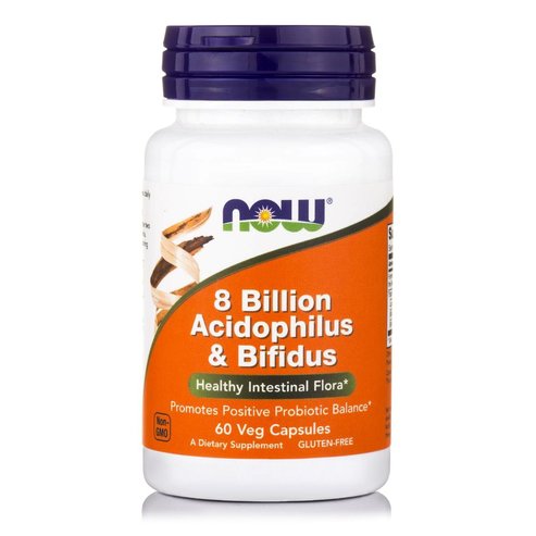 Now Foods 8 Billion Acidophilus & Bifidus Помага за поддържане на здрава чревна микробна флора 60caps