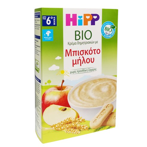 Hipp Bio Зърнен крем с ябълкова бисквита без добавена захар от 6 месеца 250gr