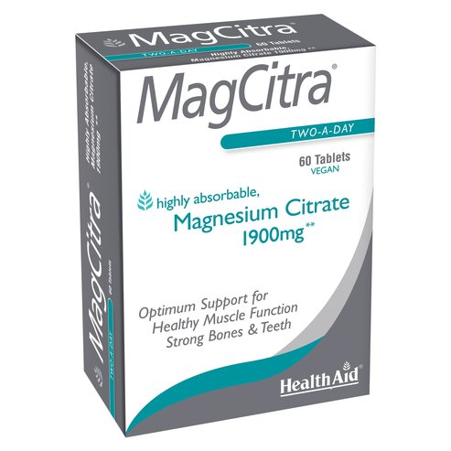 Health Aid MagCitra Магнезиев цитрат 1900 mg Високо качество & бърза абсорбция 60 таблетки