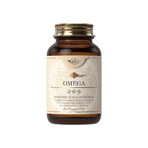 Sky Premium Life Omega 3-6-9 Хранителна добавка за поддържане на нормални нива на холестерол 50softgels