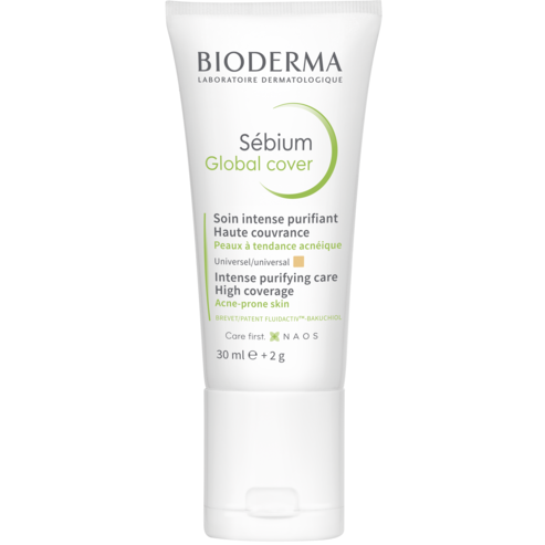 Bioderma Sebium Global Cover  Ежедневна грижа за акне и склонна кожа със сериозни дефекти и пъпки с цвят 30мл