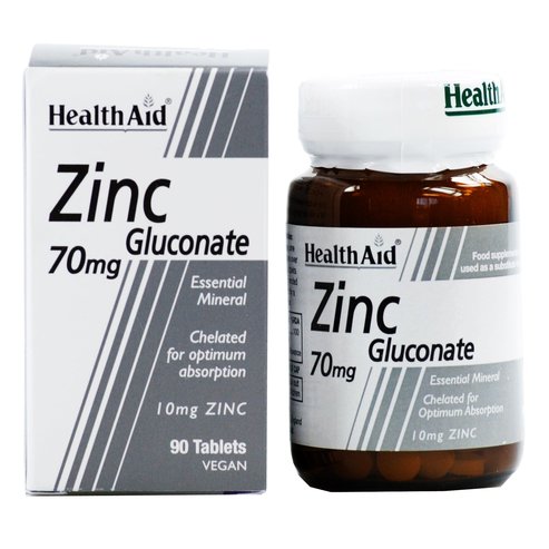 Health Aid Zinc Gluconate  цинков глюконат 70mg 90 вега капсули