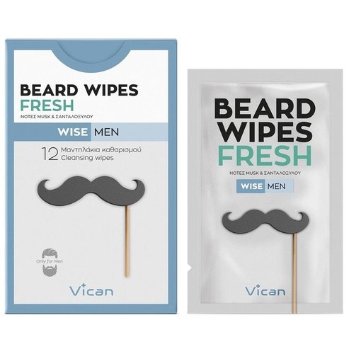 Vican Wise Men Beard Wipes Fresh Почистващи кърпички за брада 12 броя