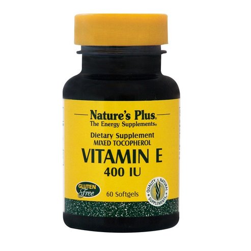 Natures Plus Vitamin E 400IU Естествена хранителна добавка с витамин Е, антиоксидантно действие и защита на мускулит 60Softgels