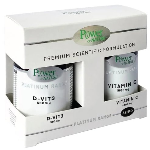 Power Health Promo Platinum Range Vitamin D3 5000iu 60 Таблетки и подарък Vitamin C 1000mg 20 Таблетки