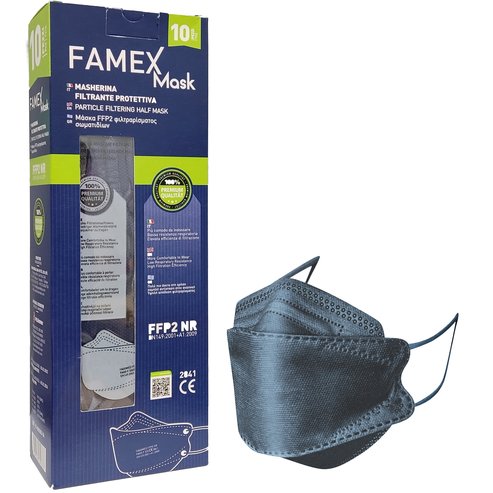Famex Mask Маски за еднократна употреба FFP2 NR KN95 с висока защита в син цвят 10 броя