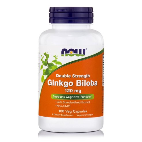 Now Foods Ginkgo Biloba Double Strength 120mg Хранителна добавка за добра мозъчна функция, подобряване на паметта 100veg.caps