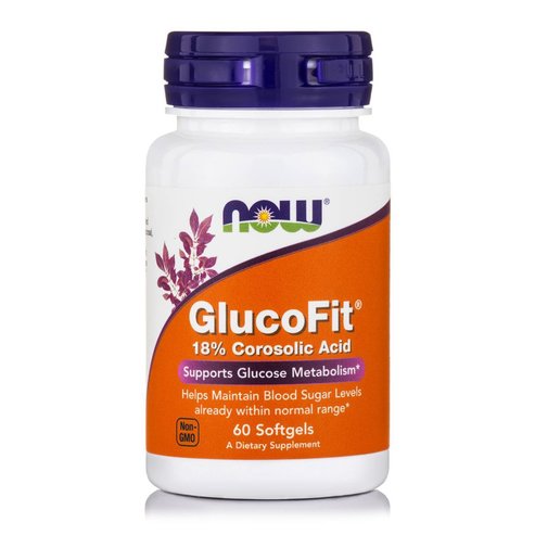 Now Foods GlucoFit® 18% Corosolic Acid Хранителна добавка, подпомага нивата на кръвната захар и метаболизма 60Softgels
