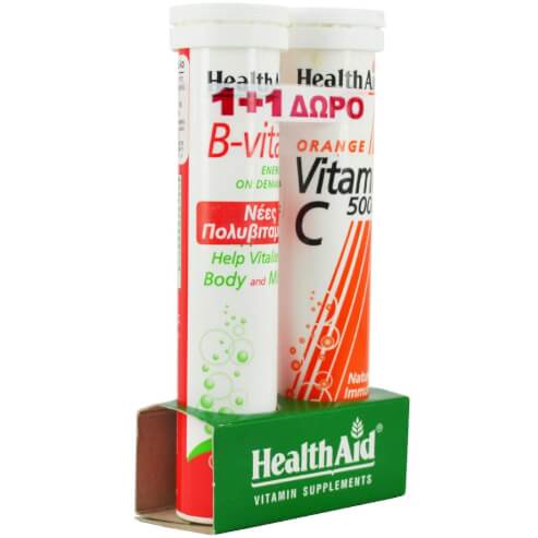 Health Aid PROMO PACK B-Vital Apricot 20 Effer.tabs + Подарък Vitamin C Orange 500mg 20 Effer.tabs