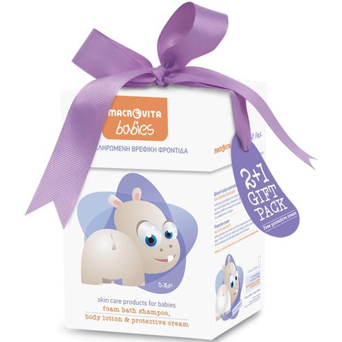 Macrovita Babies Подарък за бебешки грижи Multipack : Foam Bath Shampoo 300ml, Body Lotion 150ml, Protective Cream 100ml